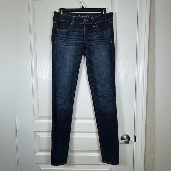 American Eagle Outfitters Denim Blue Stretch Jeggings Size 4 Long EUC #2526 - Picture 1 of 9